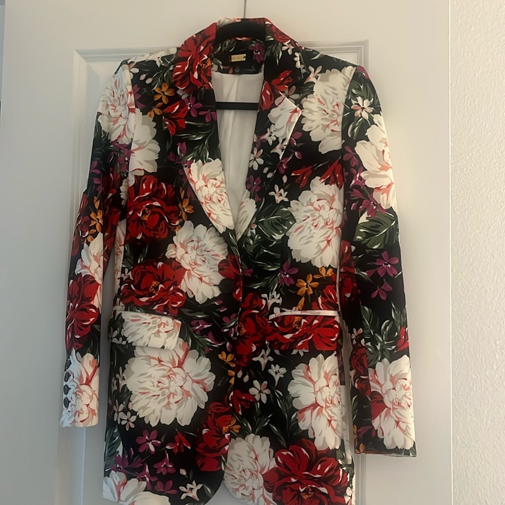 Alexia Admor Floral Print‎ Scuba Blazer Sz 2